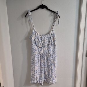 Floral Blue and White Romper